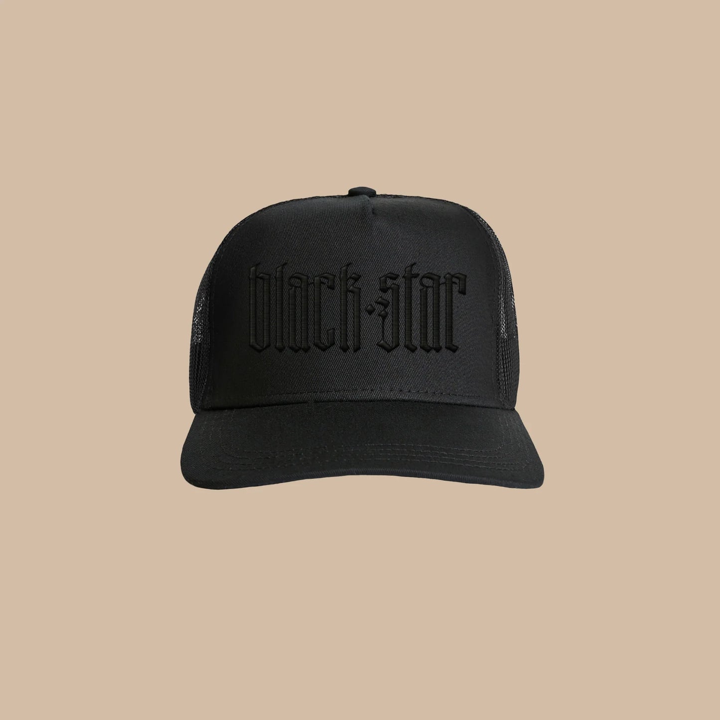 Black Star Embroidered Meshback Hat (Black)